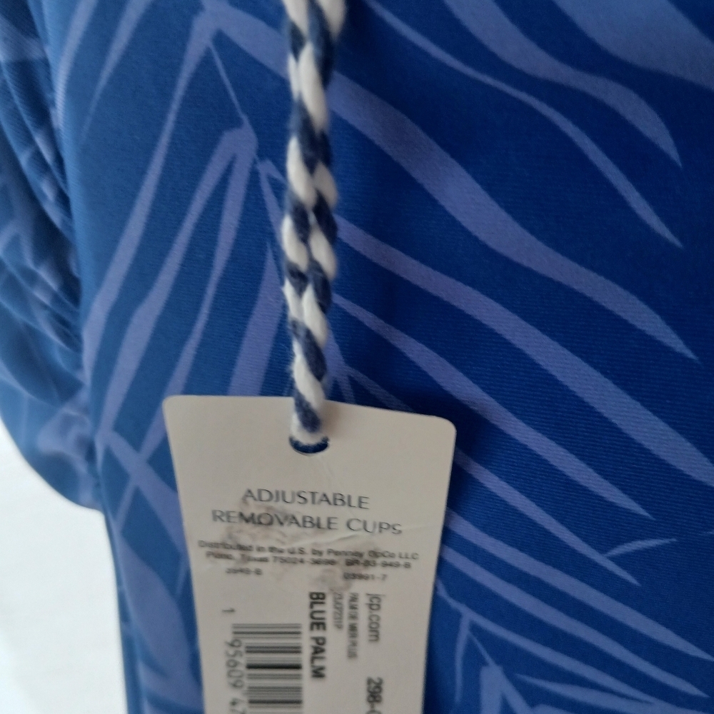 SONNET SHORES Blue Palm Tankini Top Adjustabke Straps sz 24W.  NWT.   FL - Picture 4 of 7